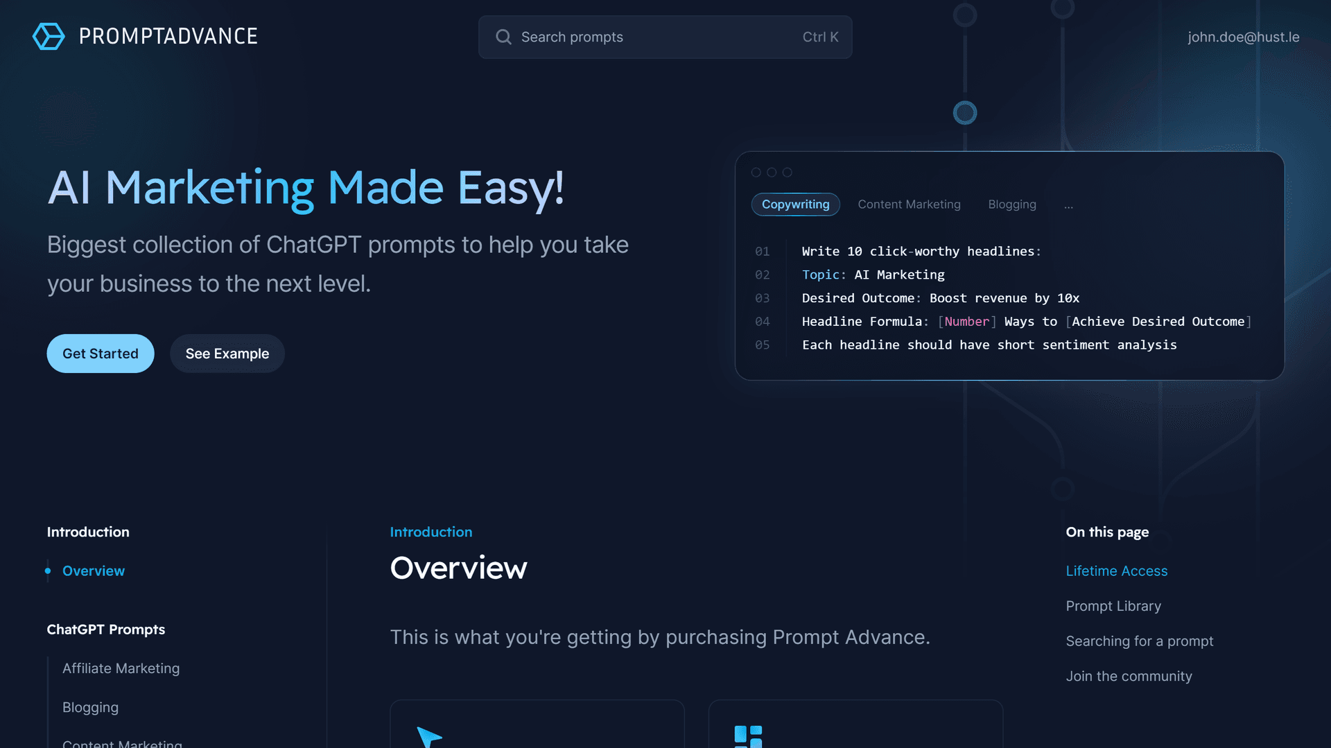 Prompt Advance home screen